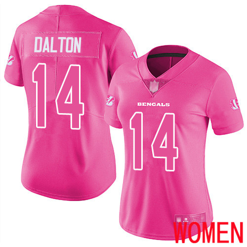 Cincinnati Bengals Limited Pink Women Andy Dalton Jersey NFL Footballl #14 Rush Fashion->cincinnati bengals->NFL Jersey